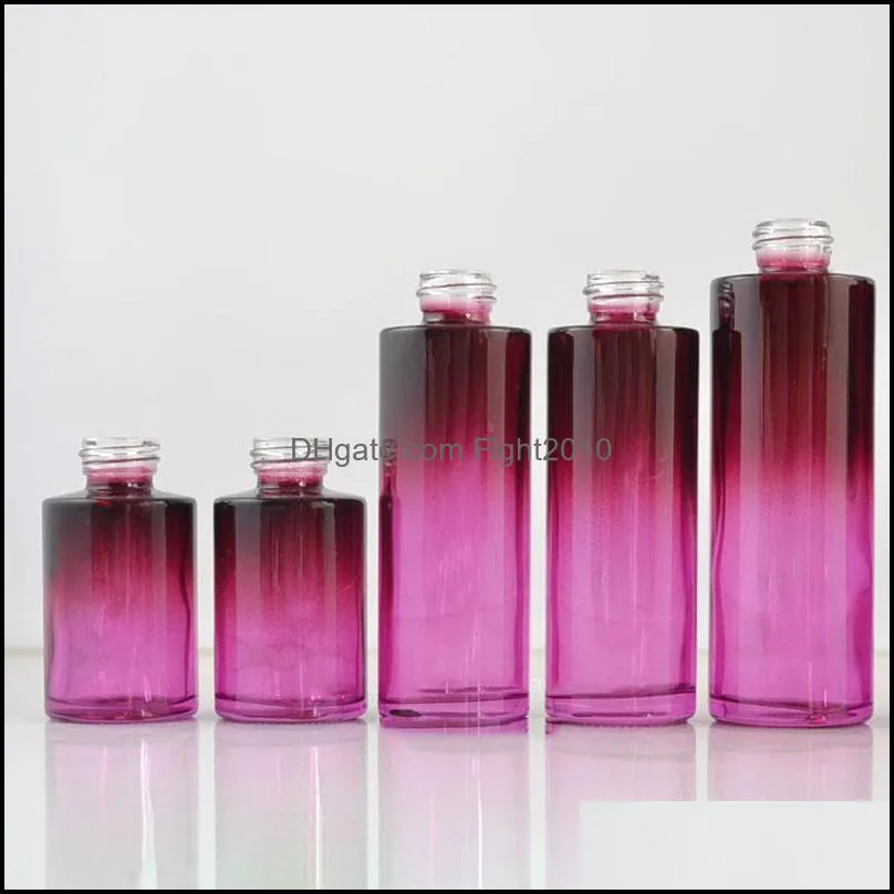 Storage Bottles & Jars High Grade Purple Glass Travel Bottle Emulsion Skin Care Cosmetic Packaging Container Spray/Pump 30 60 80 100ml