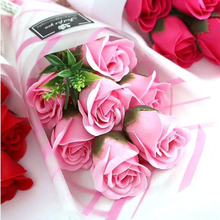 Creative bouquets of rose flower soap Wedding Valentines Day Mothers Days Teachers Gift Decorative Flowers YHM793