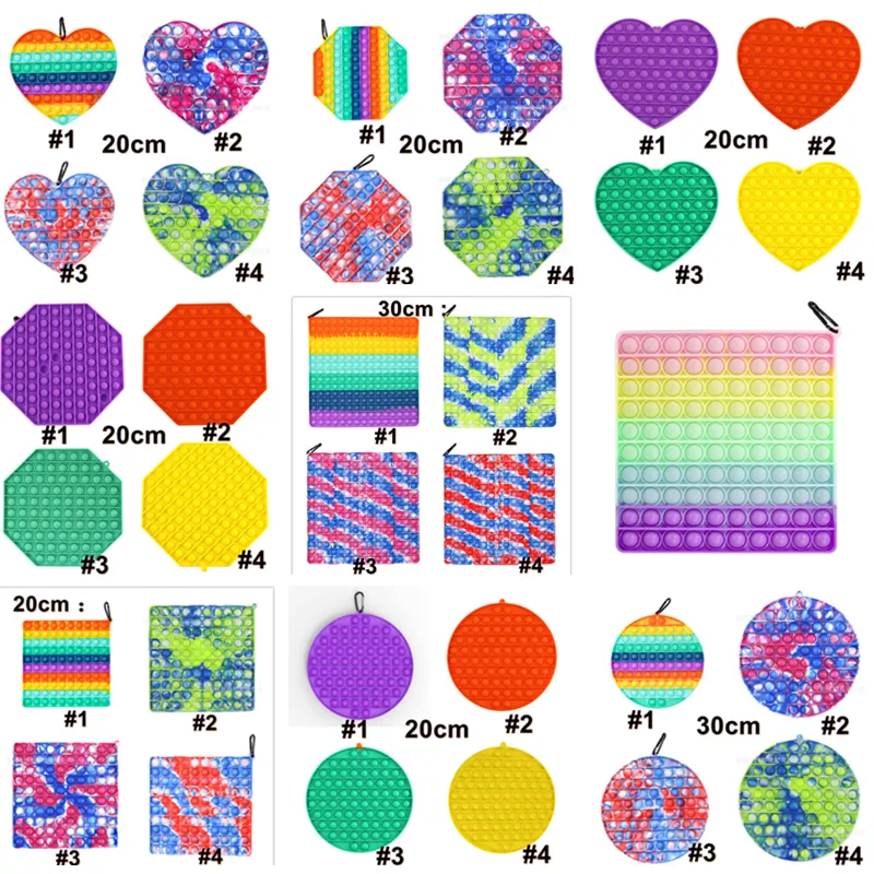20cm 30cm 거대한 개척자 Fidget 장난감 실리콘 레인보우 푸시 푸줏간 푸스터 보드 감각 손가락 퍼즐 메가 점보 큰 크기 프레스 공 게임 H4237hx