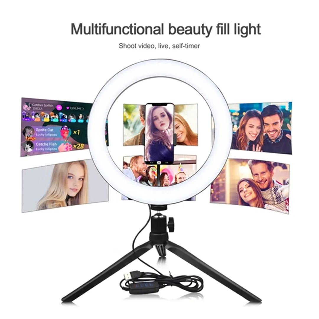 Iluminação do anel LED com tripé stand Dimmable 10 polegadas Makeup Live Makeup Selfie