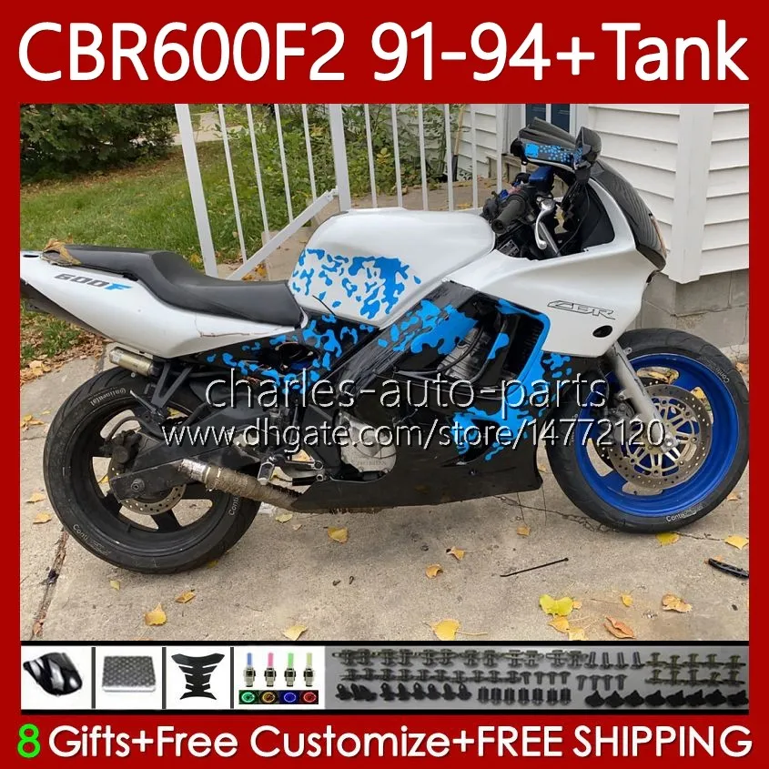 Carrosserie + tank voor HONDA CBR 600 F2C 91-94 Body 63NO.323 CBR 600FS 600F2 CBR600 FS CBR600F2 91 92 93 94 CBR600-F2 600CC CBR600FS 1991 1992 1993 1994 Verkrijgen van Graffiti Blauw