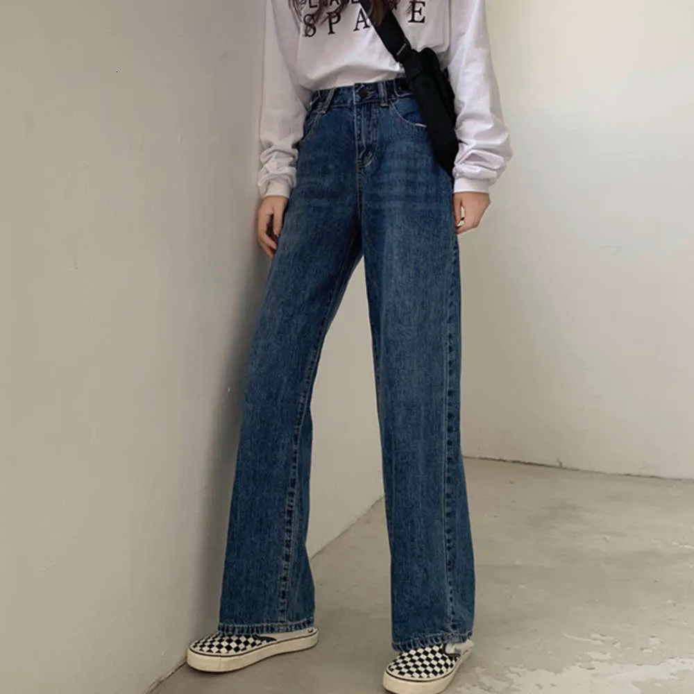 Acquistare Jeans Larga Gamba Jeans In Vita Alta Tubo Dritto Allentato 2021  Abito Da Primavera Nuovo Elegante Drappeggio Pantaloni Da Pavimento Piccoli  Economico | Consegna Veloce E Qualità | It.Dhgate