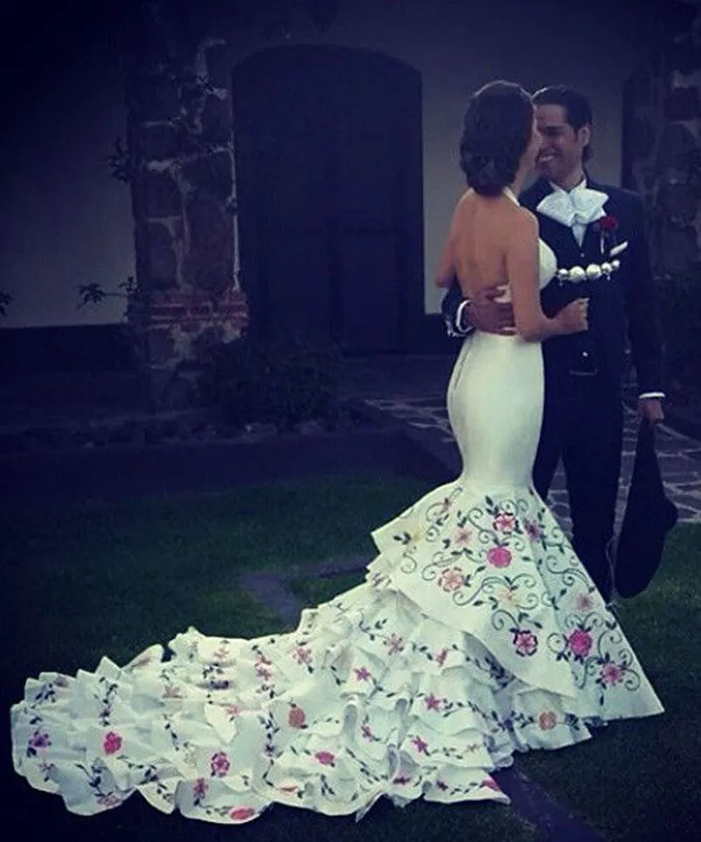 Vintage Mexican Style Embroidered Camo Wedding Dress For Women Halter Neck Open Back Satin Fabric Perfect For Special Occasions In 2022 From Lovemydress 100.25 DHgate.Com