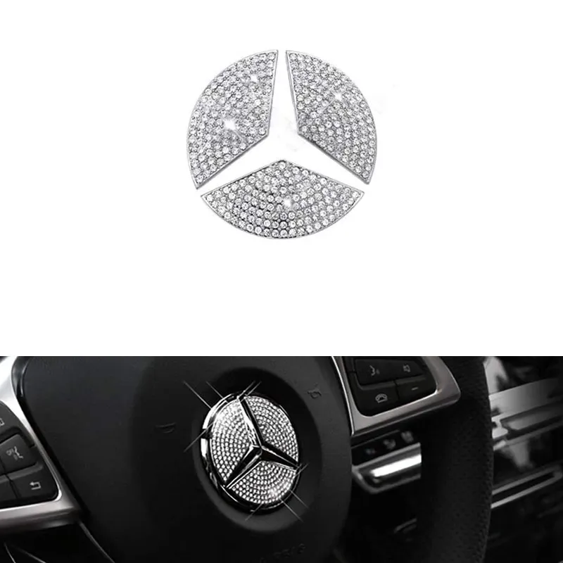 Steering Wheel Bling Crystal Emblem Shiny Accessory Interior Decal Sticker for Mercedes Benz All Car A B C E GLC CLA GLE GLK GLS