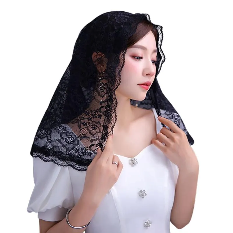 Bridal Veils Spanish Style Lace Traditional Vintage Mantilla Veil Latin Mass Head Covering Scarf For Catholic Church Chapel 2 Colors 94PA