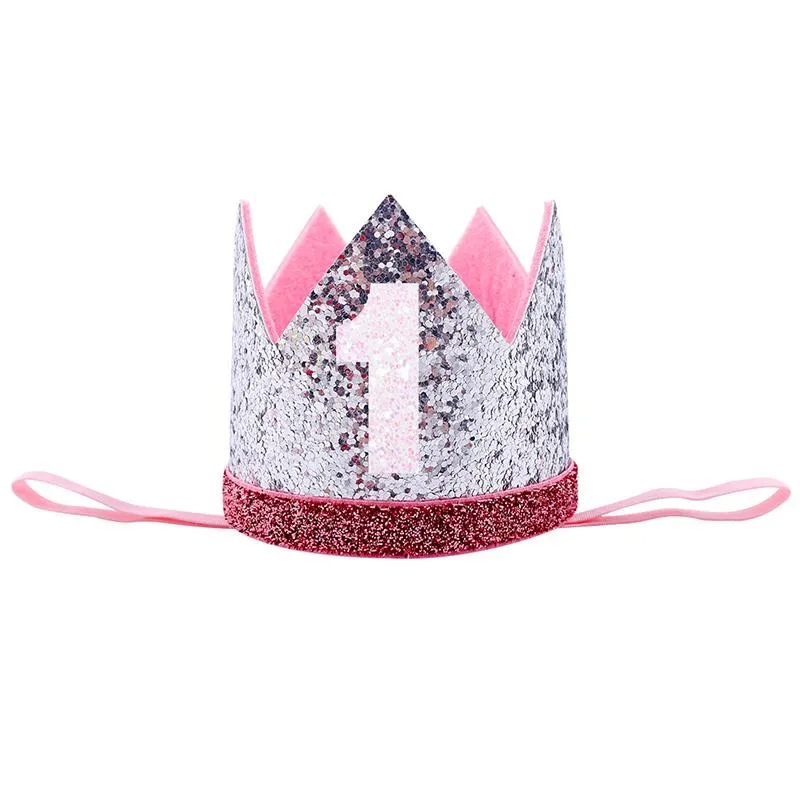 Feest petten 1/2/3 verjaardag hoed baby shower decoratieve caps hoofdband Happy Princess Crown 1st 2e 3e jaar oude kinderen kapsel
