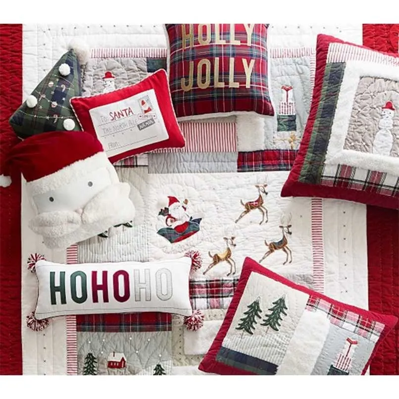 Tecknade söta julgranar Elk Santa Claus Sofa Kudde Doll Kakor Pillow Kids Familj Gåva Heminredning Comforts 211203