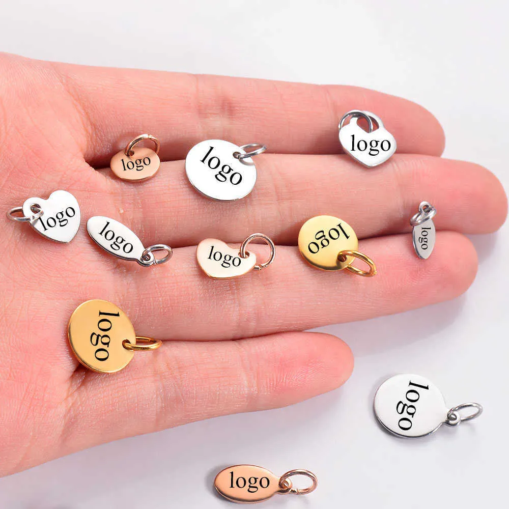 50Pcs Lot Stainless Steel Blank Stamping Tags For Custom Charms DIY For Necklace Jewelry Makings Whol 211014308T