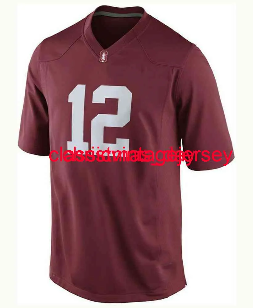 Cousu Personnalisé Stanford Cardinal Andrew Luck # 12 Maillot NCAA Hommes Femmes Jeunesse Maillot de Football XS-6XL