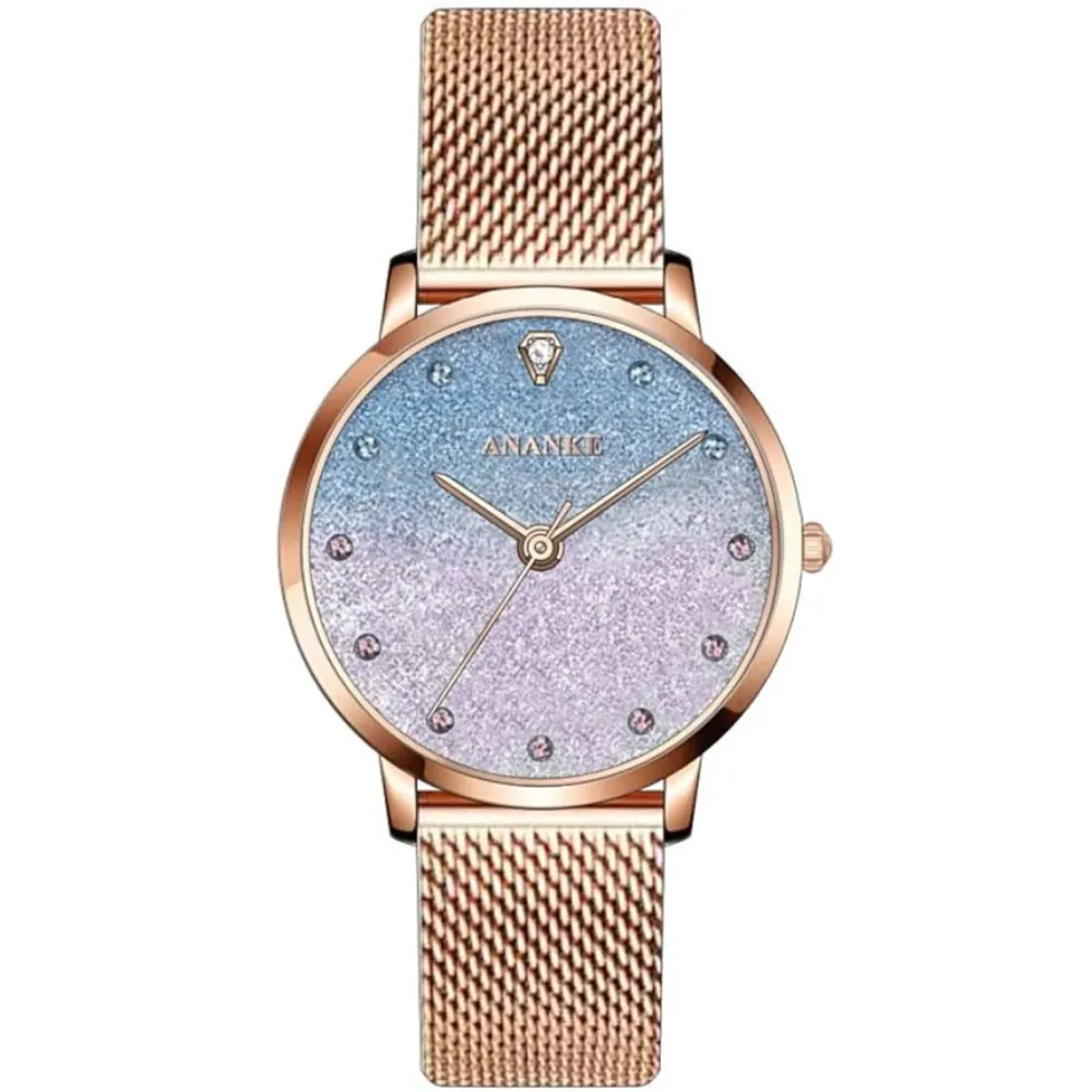バラのゴールドの女性の腕時計ギフトボックストップ磁気星空の女性の腕時計の網目の女性はrelojのギフトを見ます