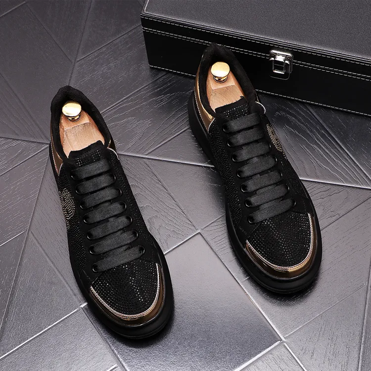 Men `S Casual Shoes Business Loafers Walking Sneaker Brand Fashion Germuss Diamond Rhinestones Handmade Lace-Up Comfortable Breathable