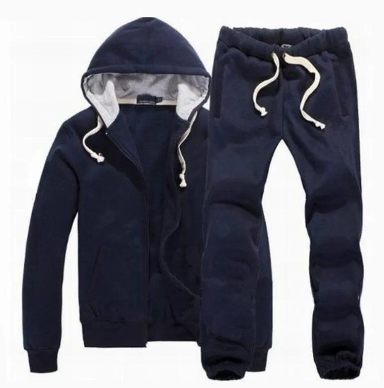 Men Polo Tracksuit Zestaw Winter Hood Jacket+Spods Bluzj 2