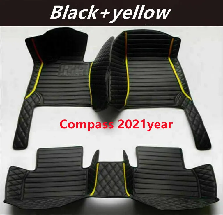 POUR JEEP Compass 2021year tapis de sol d'épissage de voiture personnalisés en cuir imperméable résistant à l'usure non toxique tapis de pied sans goût et respectueux de l'environnement