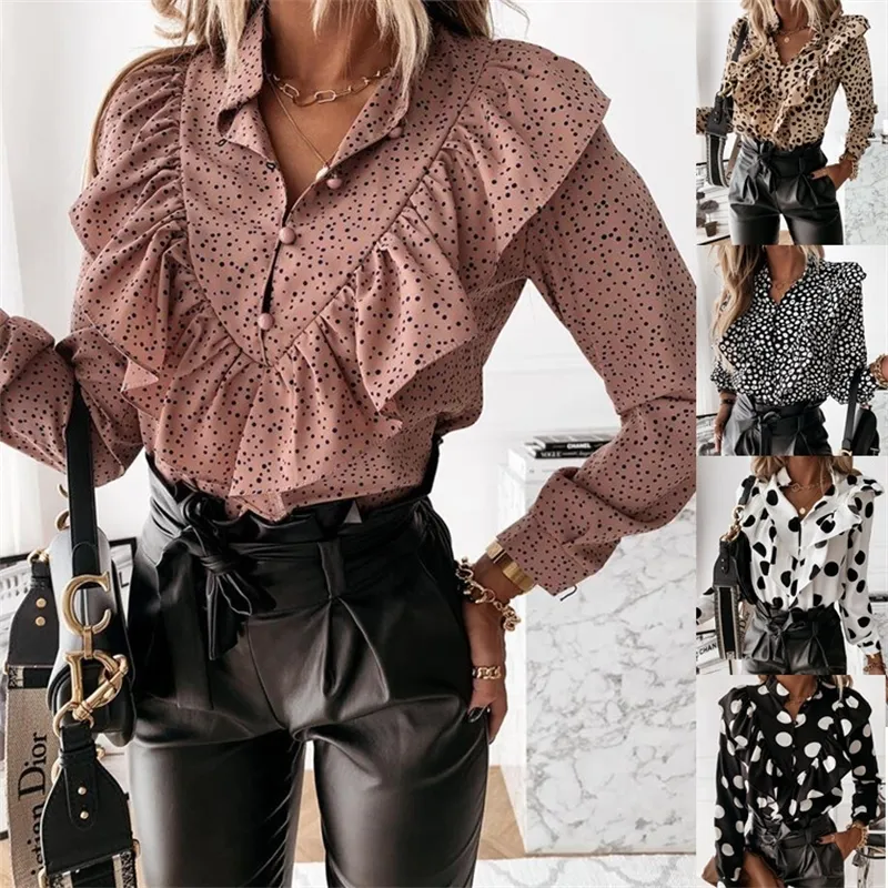 leopard ruffle blouse