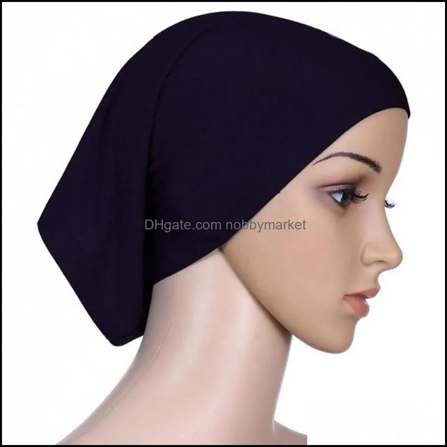 Muslim Women Headscarf Cap Fashion Lady Solid Color Turban Soft Clsaaic Beanie Hat Lady Beach Sun Scarf TTA1805