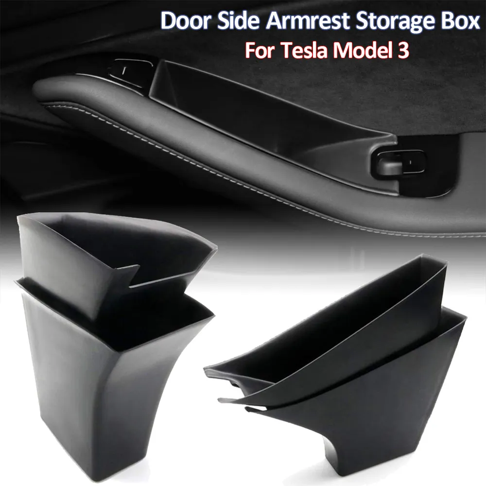 Accessoires de voiture pour Tesla modèle 3 Y porte côté accoudoir boîte de rangement poignée plateau organisateur conteneur intérieur caché support pour téléphone portable