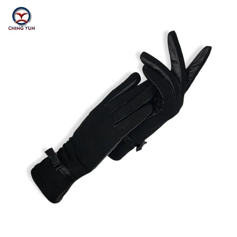Five Fingers Gloves CHING YUN Warm Womens Nubuck Leather Genuine Glove