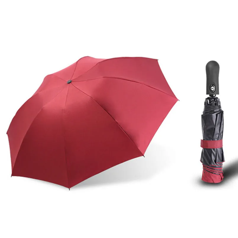 Novo Automático Three-Folding Automático Guarda-chuva Sol Chuva Mulheres Auto Luxo Guarda-chuvas de Viagem para Homens Preto