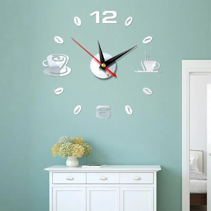 Relógios de parede Clock Metal Quartz Watch 3D DIY Big acrílico Espelho Espelho Modern Anegilha Decoração Home Drop