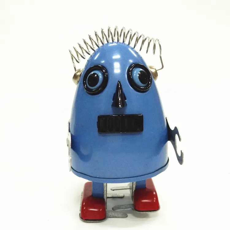 ノベルティゲームアダルトコレクションレトロな巻き上げおもちゃの金属錫スペースエッグエイリアン卵形ロボットメカニカル時計仕掛けのおもちゃフィギュアキッズギフト