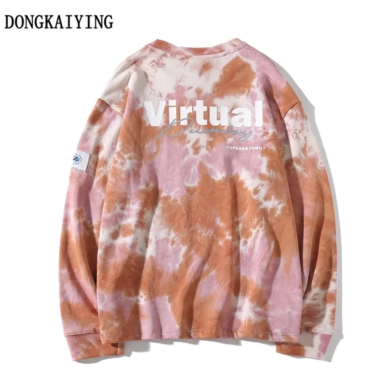 DONGKAIYING Casual Loose Tie Dye Pull Sweats à capuche Hip Hop Hipster Punk Rock Streetwear Sweat à capuche Mode Jumper Tops LJ200826