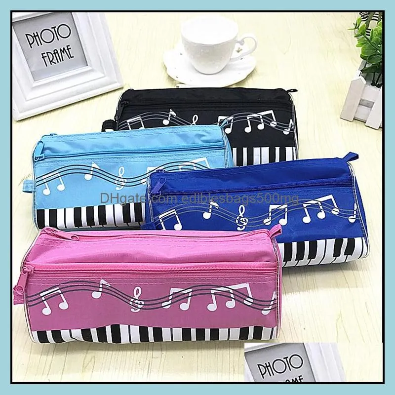 Music piano pencil case polyester pen bag Double high capacity pen box stationery office school student gifts