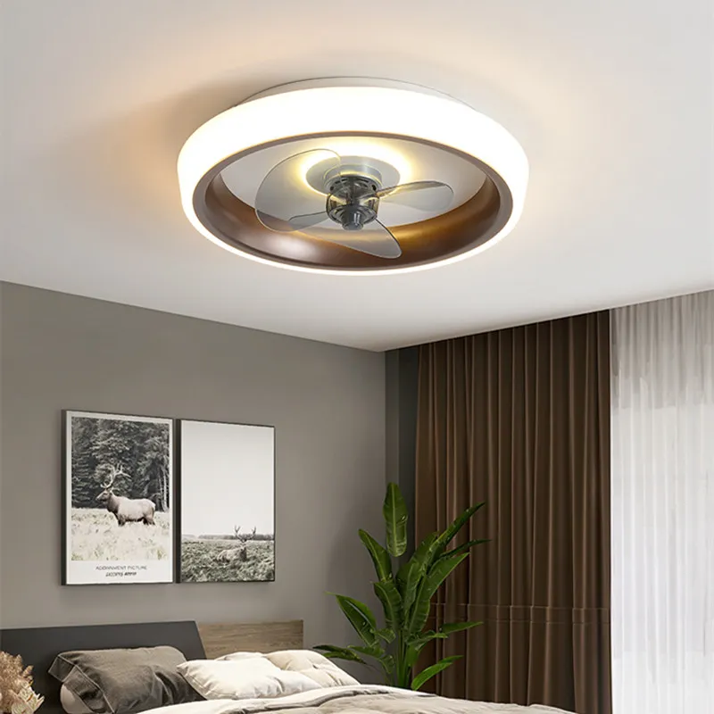 Nordic Acrylic LED Ceiling Fan Light Candy Color Dimming Children's Bedroom Dining Household Lighting With Remote Control