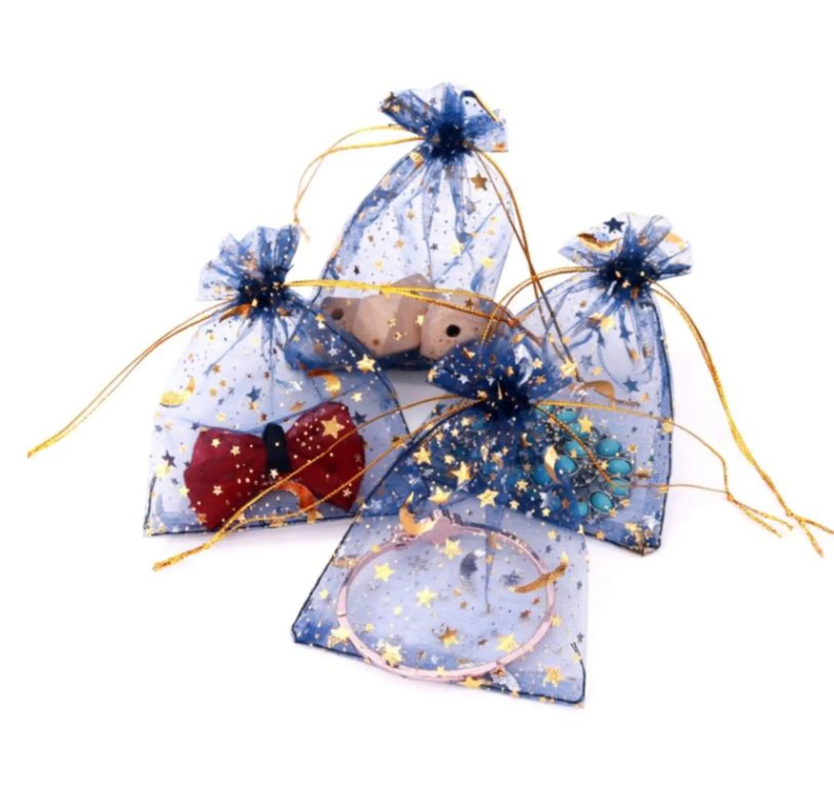 Pouches, Display Jewelry100Pcsmoon Star Organza Small Christmas Dstring Gift Bag Charm Jewelry Packaging Bags & Pouches 7X9 9X12Cm Drop