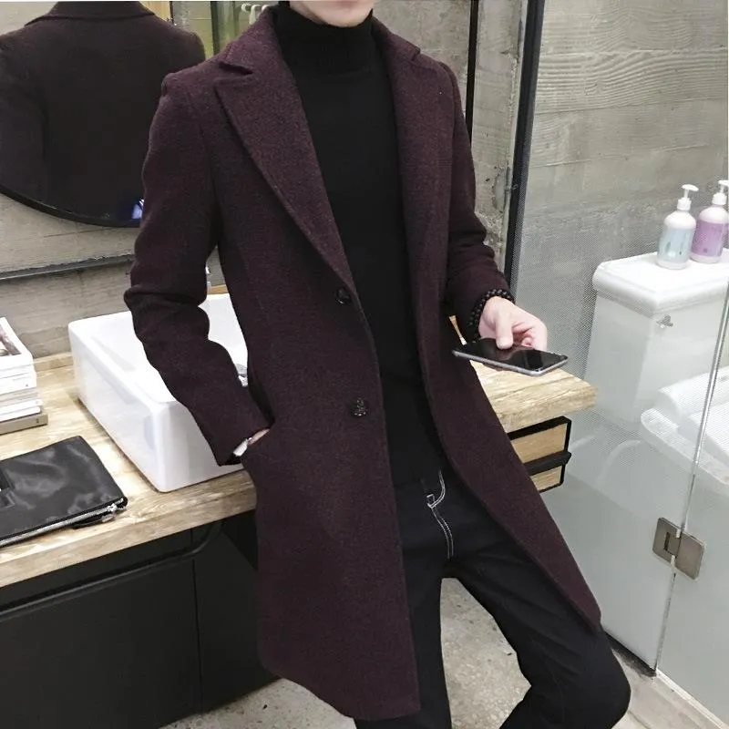 Trench Coats Masculino Jaqueta Longa Masculina Casaco de Lã Coreano 5XL Plus Size Slim Moda Jaqueta Casaco Casaco Masculino