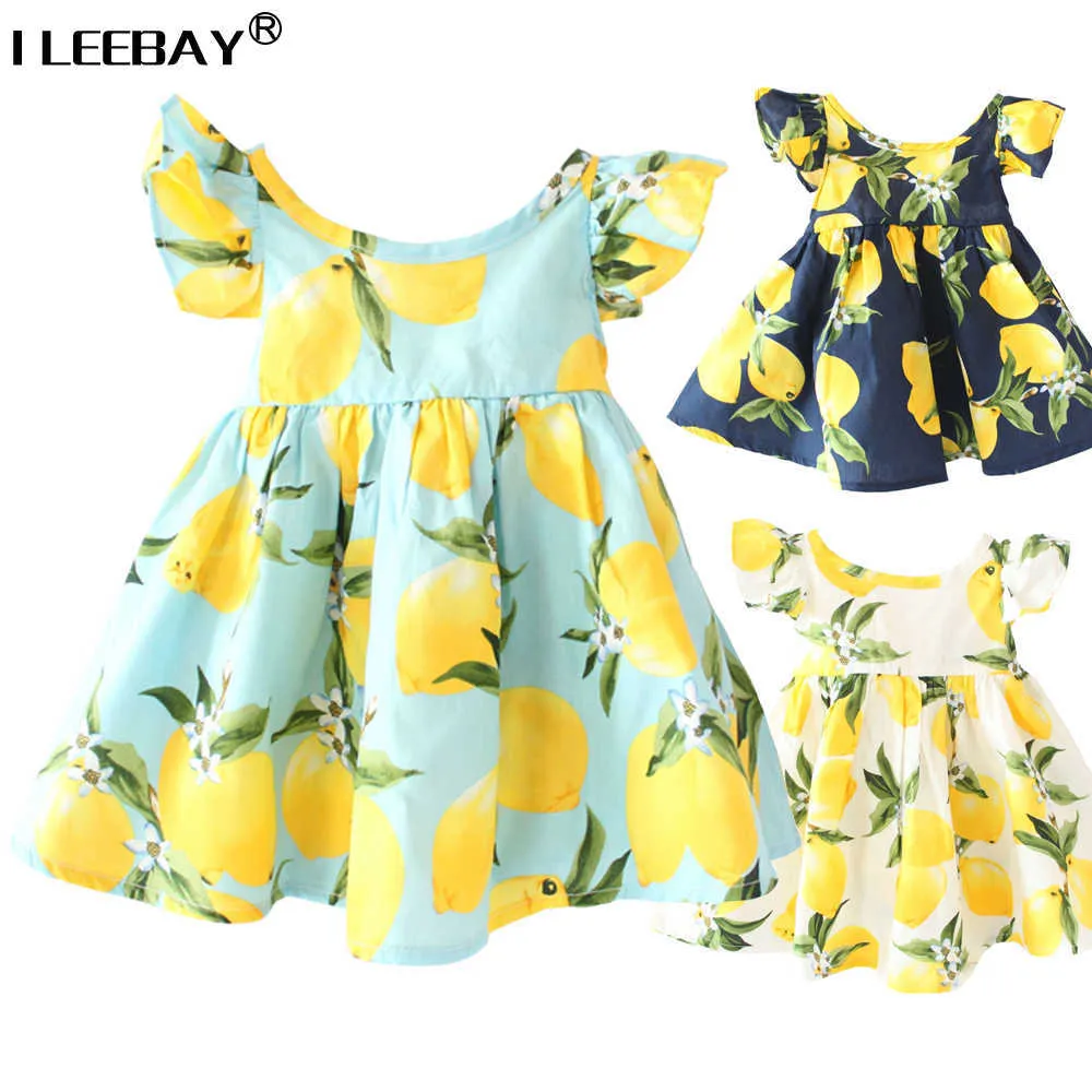 New Baby Girls Dress Princess Party Pageant Dress Fly Sleeve Tulle Stitch Vest Dress Lemon Costume Kid Infant Robe Fille Vestido Q0716