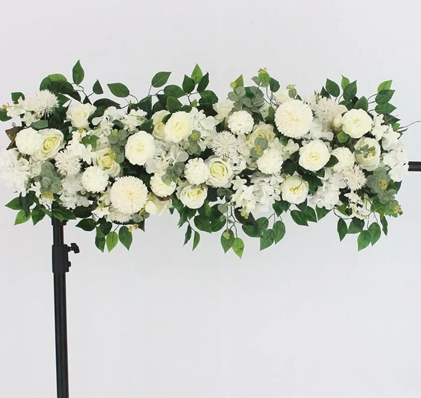 100cm DIY wedding flower wall arrangement supplies silk peonies rose artificial flower row decor wedding iron arch backdrop