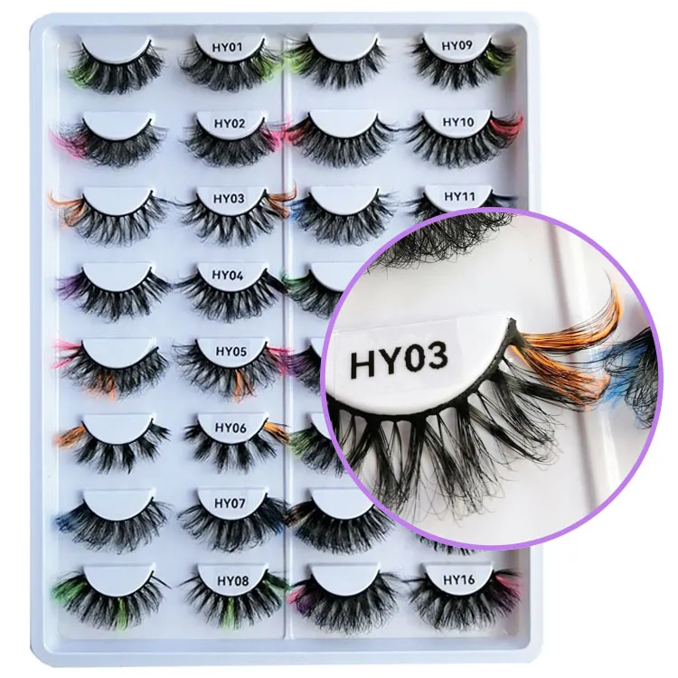 Groothandel nep wimpers kleurrijke faux nertsen wimpers kleuren valse wimper pluizig zachte cilias Vendor Lash extension make-up