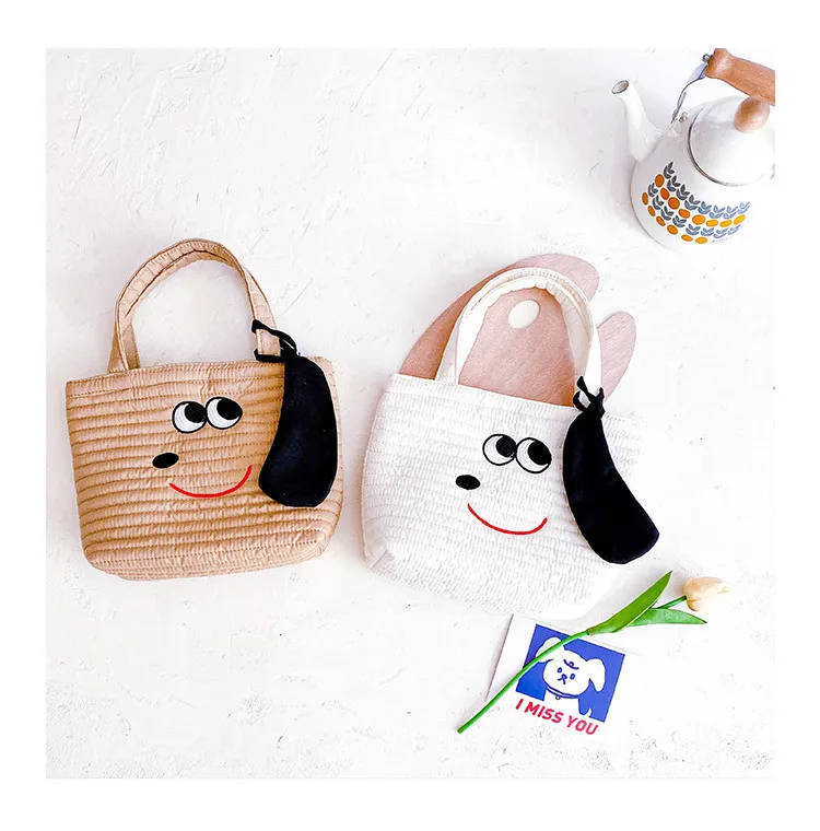 Children cartoon handbags autumn winter baby girls animal casual bags Korean kids dog cotton single shoulder bag large capacity snack bags F1033