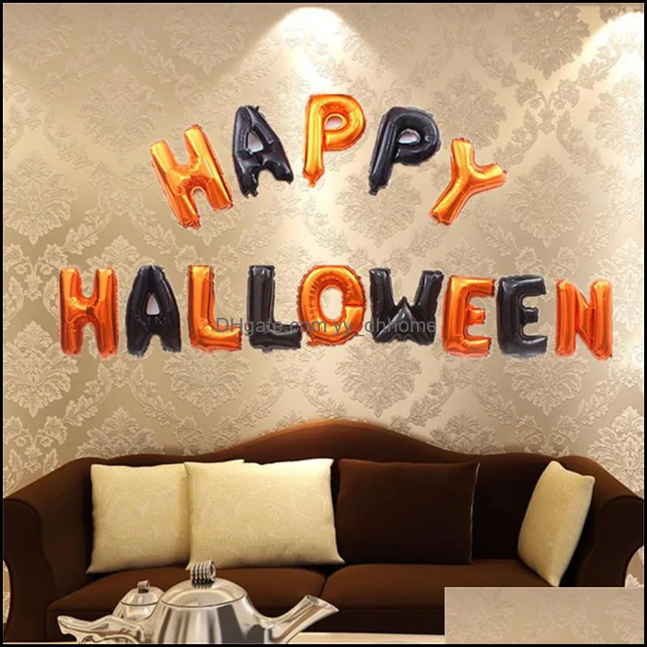 14 pcs/set Happy Halloween Balloon Foil Letter Balloon for Party Decoration Black and Orange Balloons Party Supplies JK1909