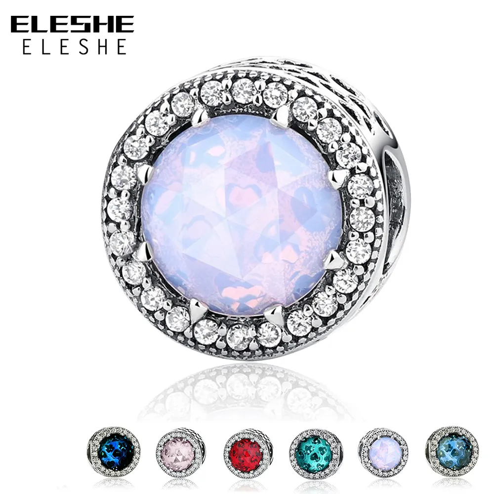 Eleste Authentic Стерлинговые серебро 925 лучистые сердца CZ CZ Crystal Clarms Beads Fit Charm Bracete оригинальные украшения Q0531