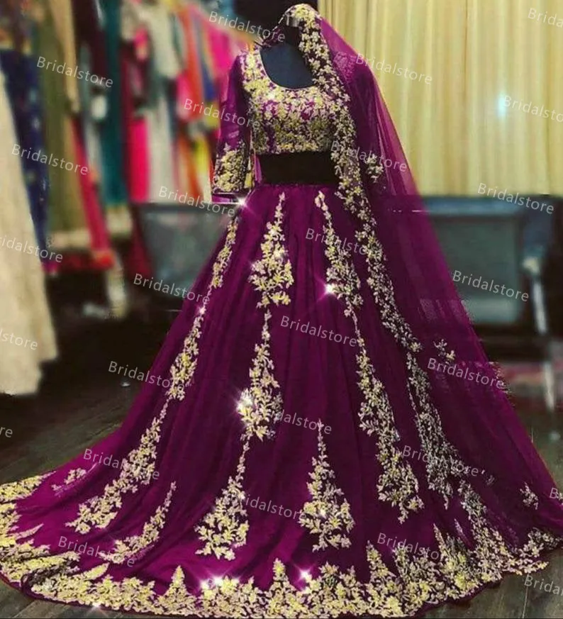 Sexy Indian Arabic Red Wedding Dresses With Gold Lace 2021 Two Piece Muslim Wedding Dress With Half Sleeve Royal Blue Dubai Country Bridal