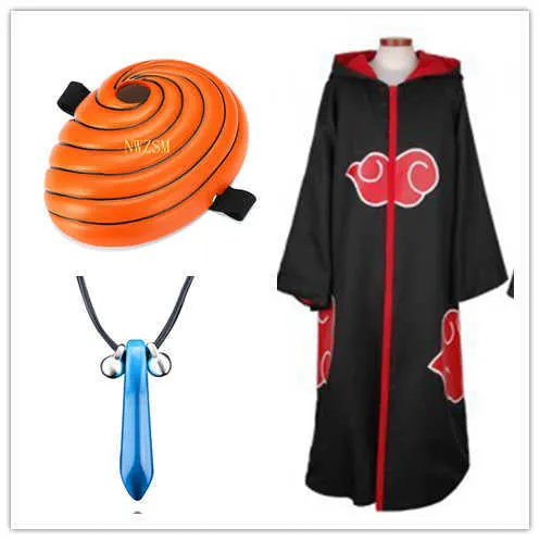 Naruto Tobi Obito Cosplay Costume Akatsuki Long Sleeve Cloak