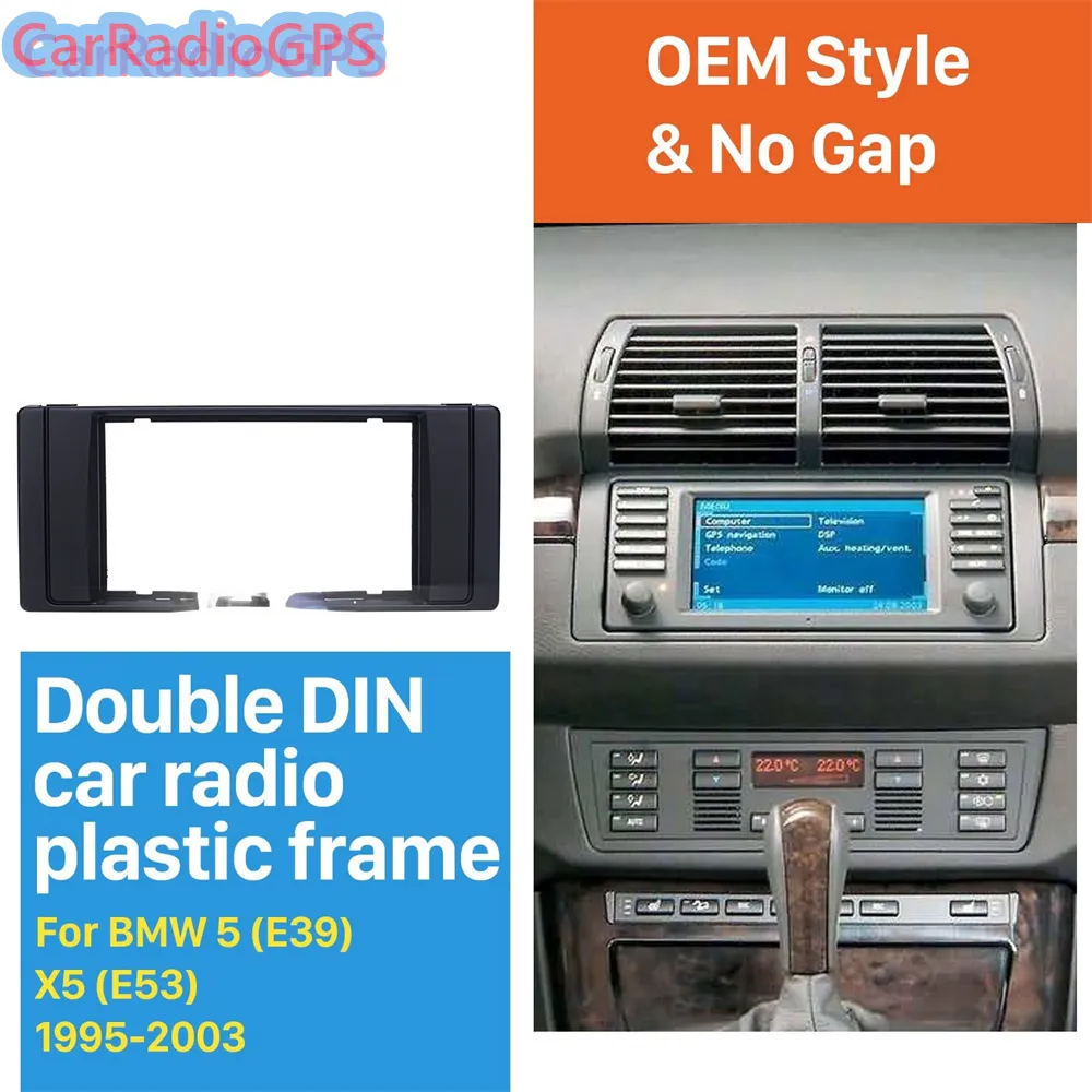 2 Din bil Stereo Fascia för 1995-2001 2002 2003 BMW5 E39 X5 E53 Trim Installation Radiopanel 178 * 100 178 * 102 173 * 98mm