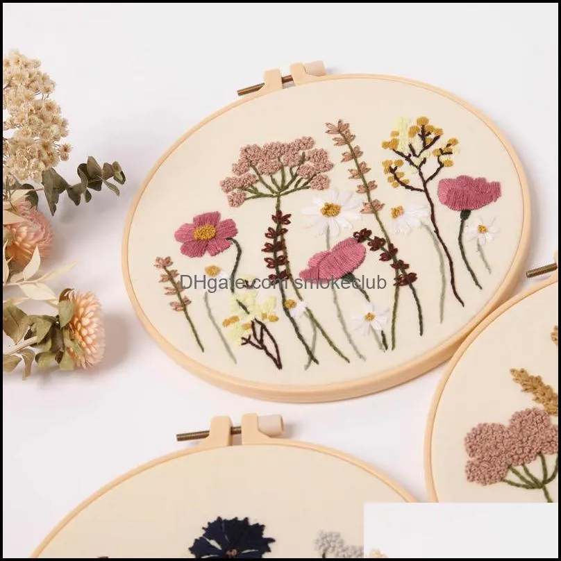 Other Arts And Crafts Flower Embroidery Start DIY Kits With Hoop For Beginner Needlework Cross Stitch Set Handmade Sewing Craft Art