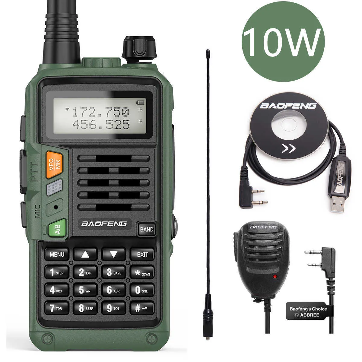 Green BAOFENG UV-S9 Plus 10W Powerful 50KM Handheld Transceiver With UHF VHF Dual Band Walkie Talkie Ham UV-5R Two Way_voghion.com