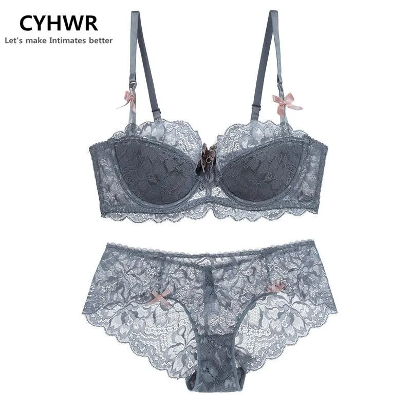 Bras Sets CYHWR Sexy Lingerie Lace Padded Bra 3 Breasted Push Up Women A B  C D Cup From Freea, $24.35