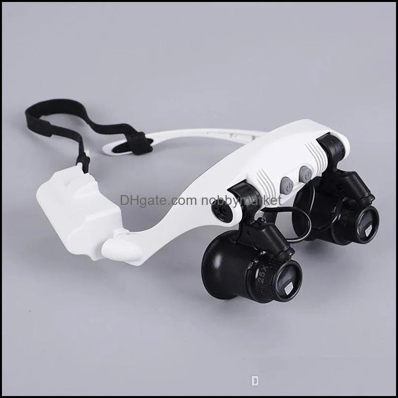 Loupes, Büyüteçler Takı Araçları Ekipmanları 8 Lens 10x 15x 20x 25x Gözlük Gözlük LED Lamba Büyüteç Büyüteç Mücevherat İzle Bakın