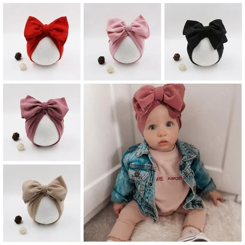 Lovely Handmade Double Layer Bowknot Toddler Caps Fashion Sweet Solid Color Bows Hats Kids Hair Accessories Photography Props