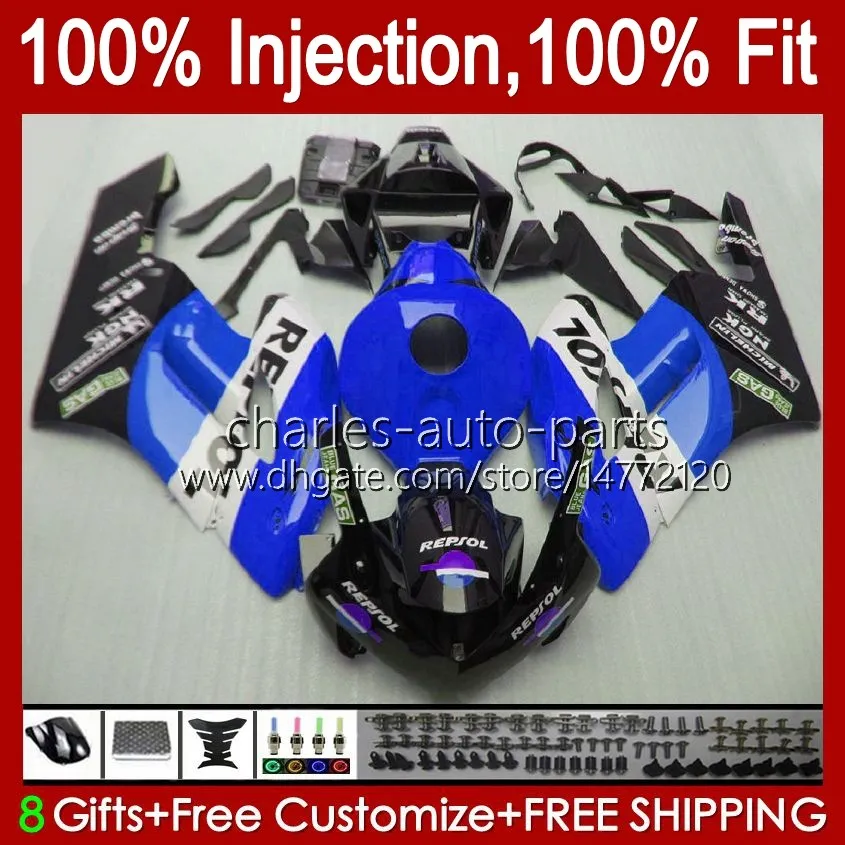 Spritzgussform 100 % passend für HONDA-Verkleidungen CBR1000 CBR 1000 RR CC 04–05 Karosserie 52Nr. 44 CBR 1000RR 1000CC 2004 2005 CBR-1000 CBR1000RR 04 05 OEM-Vollverkleidung glänzend blau