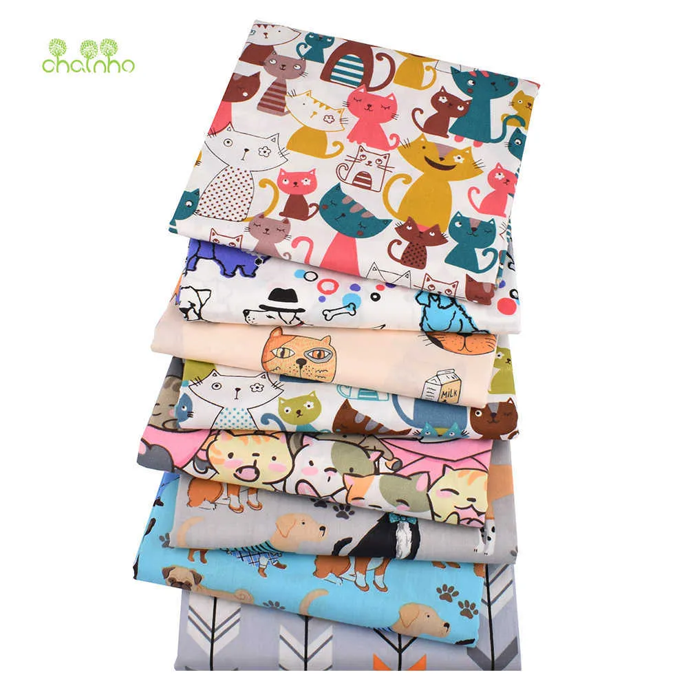 Chainho, 8 sztuk / partia, Cartoon Animal Series, Drukowana Twilla Tkaniny bawełniane, Patchwork Cloth, DIY Materiał szycia do szycia ForbabyChildren 210702 \ t