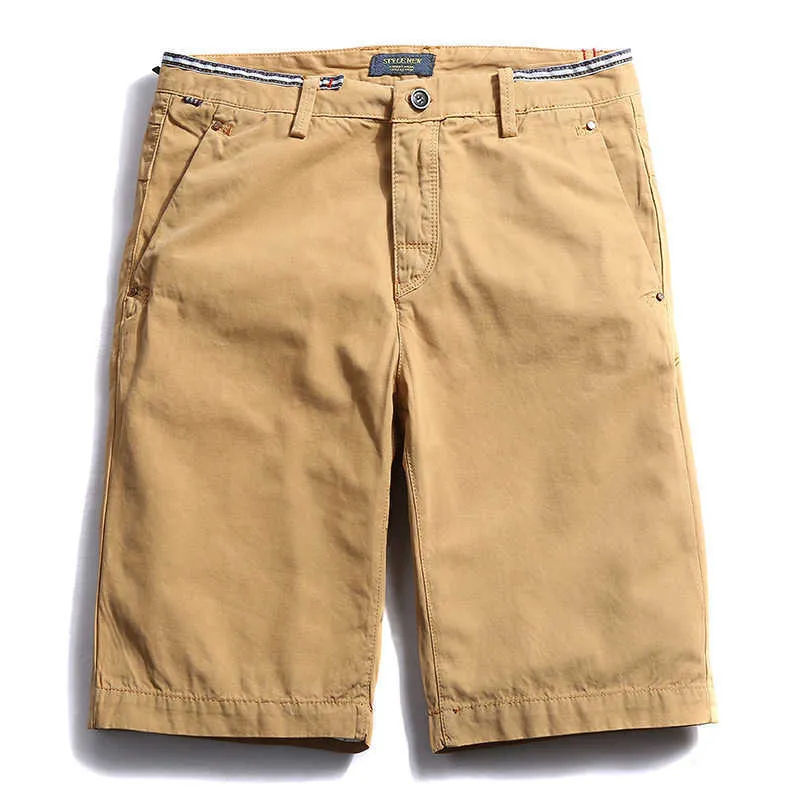 bermuda masculina Men's Cargo Short Classic Fit Cotton Knee Length Work Casual Solid ShortPants Plus Size Flat Front Shorts 210527