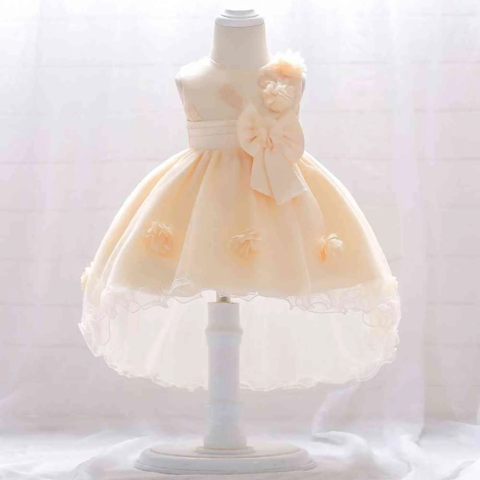 2021 été baptême 1er anniversaire robe pour bébé fille robe princesse fille robes fête robe infantile fleur robe 612 mois G1129