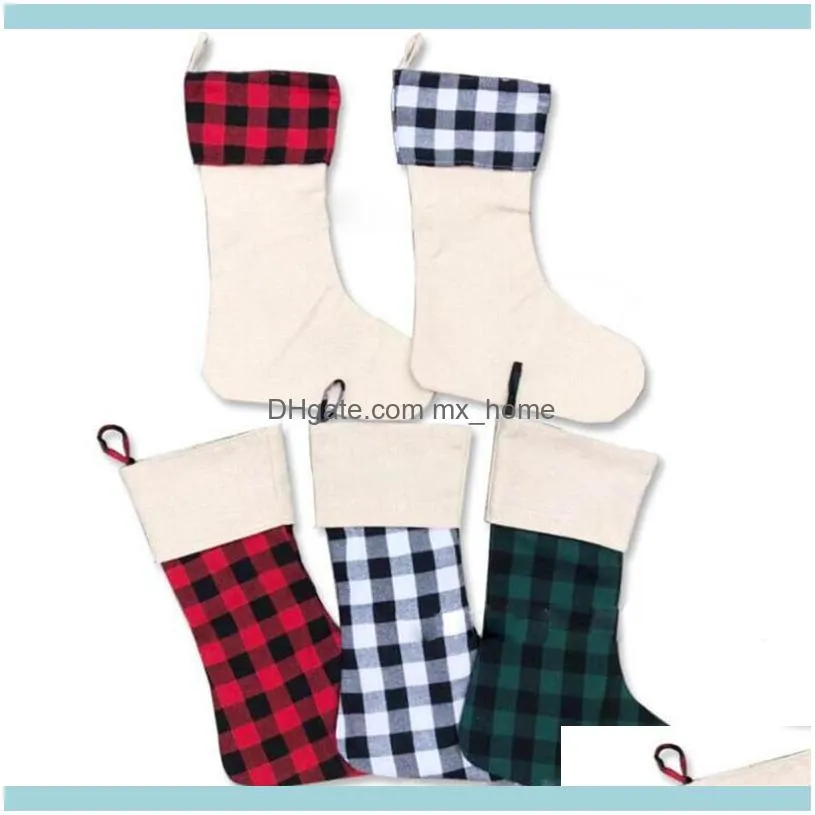 Décorations Festive Party Supplies Home Gardenchristmas Buffalo Plaid Stocking Santa Chaussettes Suspendues Noël Enfants Cadeaux Sacs De Rangement Noël