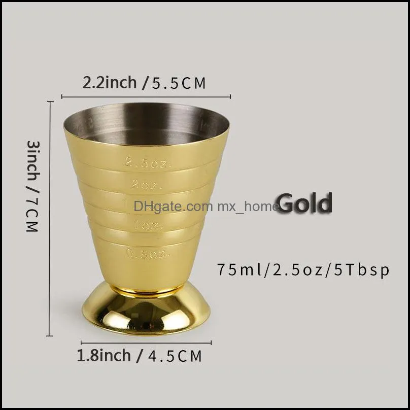 75ml 2.5oz Stainless Steel Measure Cup With 3 Scales Creative Digital Measure Cup Portable Measuring Cup Bartender Bar Tool VT1754