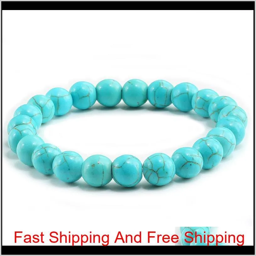 avatar chakra Alta qualità Blu Bianco Verde Rosso Turchesi naturali Pietra Homme Femme Charms 8Mm Uomini Strand Beads Yoga Bracciali Donna I8Ceu Dvzbg